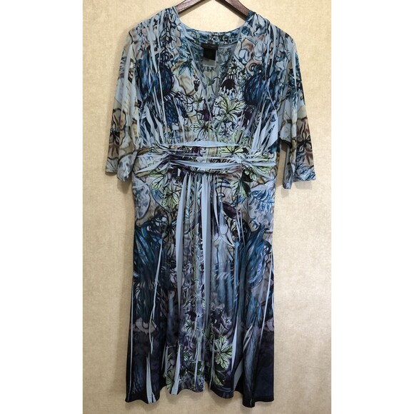 sam and max Dresses & Skirts - Plus Size XL Sam and Max Women’s  Sublimation Blue Floral Dress  3/4 sleeve EUC